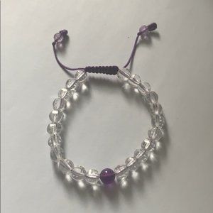 Glass Bead Gemstone Bracelet - Amethyst Stone